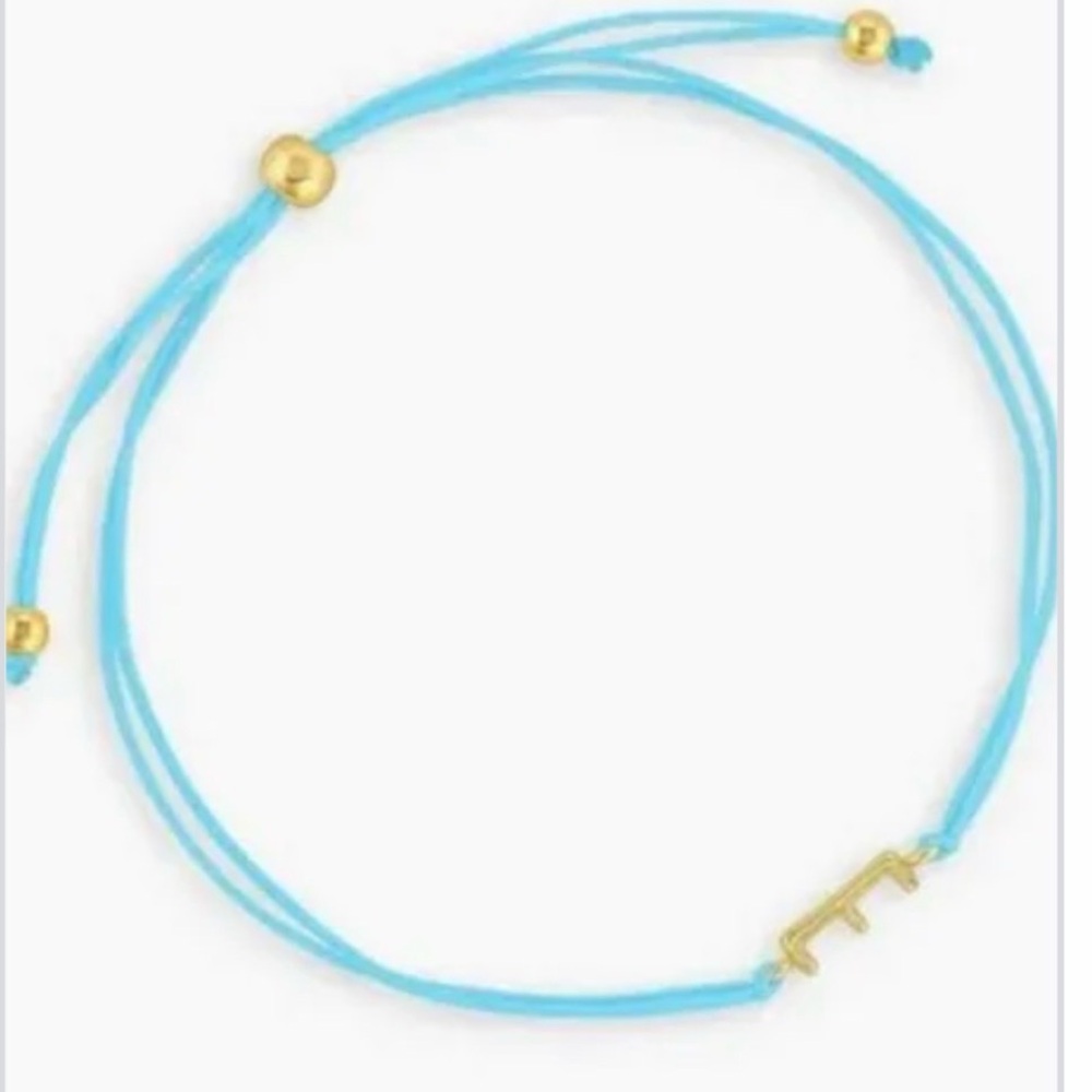 Gorjana Prism Alphabet Aqua String Bracelet Gold Plated Letter E